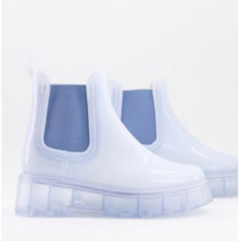 ASOS blue rain booties